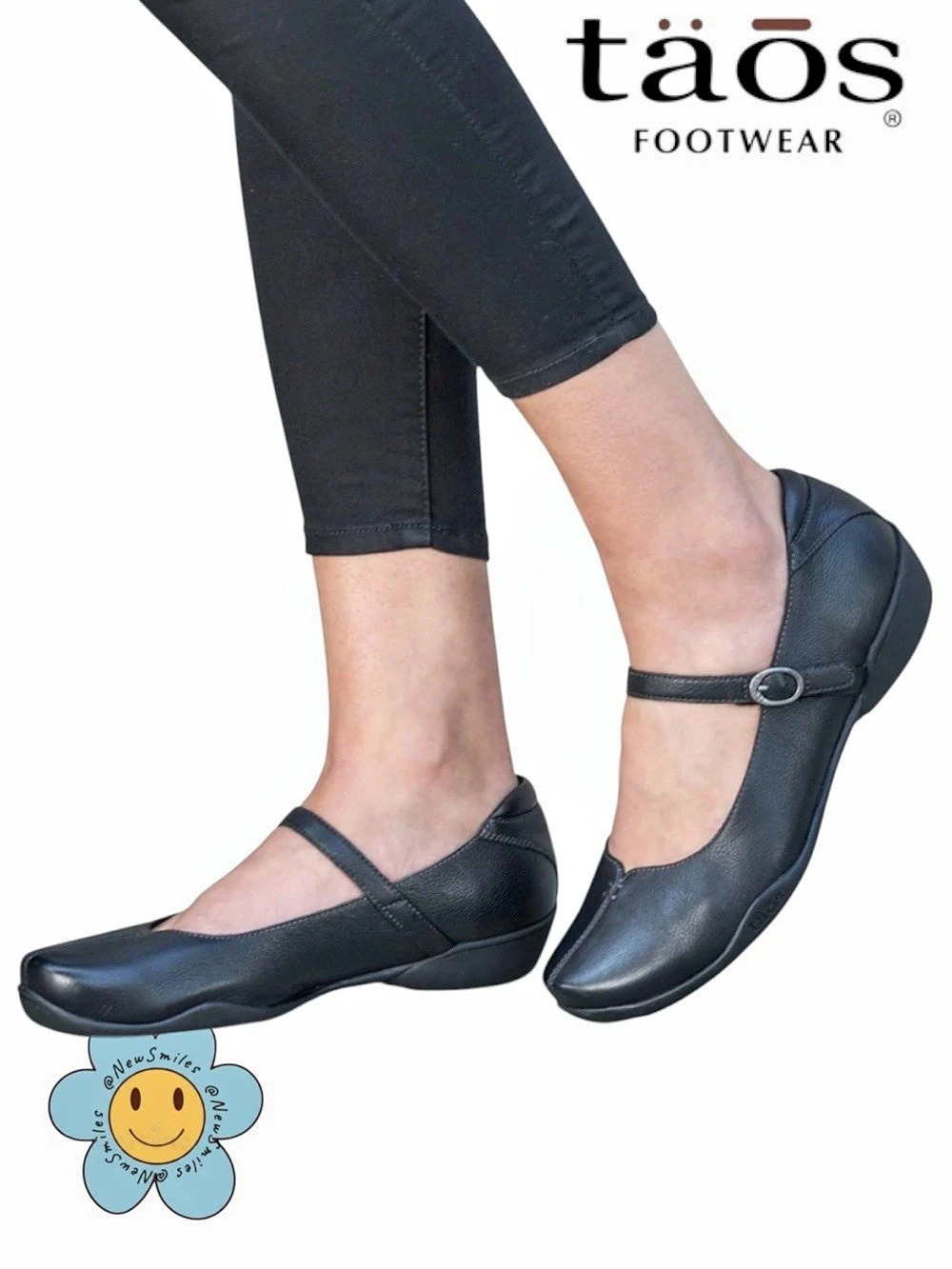 Taos ~ Black Flats ~ Ta Duh Version ~ Decorative Silver Buckle w/ Velcro Beneath